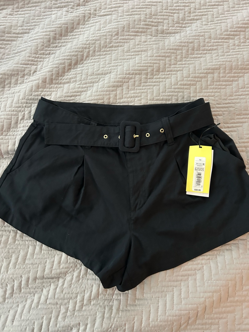 Black Women's High-Waist Belted Shorts